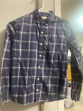 abercrombie kids Navy and White Plaid Button-Down Shirt